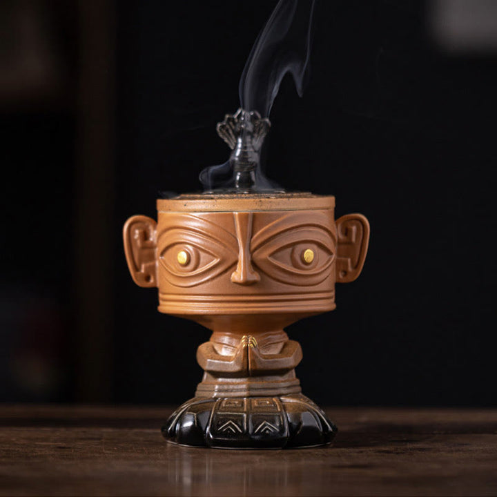 Buddha Stones Sanxingdui Uzdrawiająca ceramiczna kadzielnica Dekoracja biurka