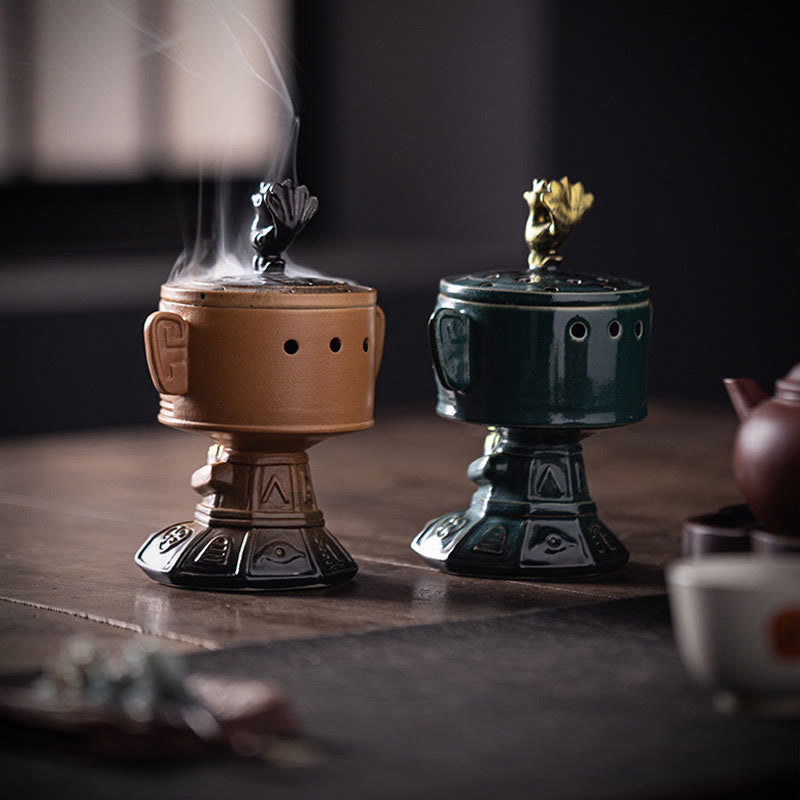 Buddha Stones Sanxingdui Uzdrawiająca ceramiczna kadzielnica Dekoracja biurka