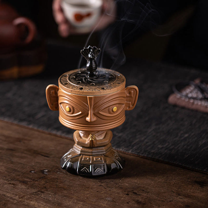 Buddha Stones Sanxingdui Uzdrawiająca ceramiczna kadzielnica Dekoracja biurka