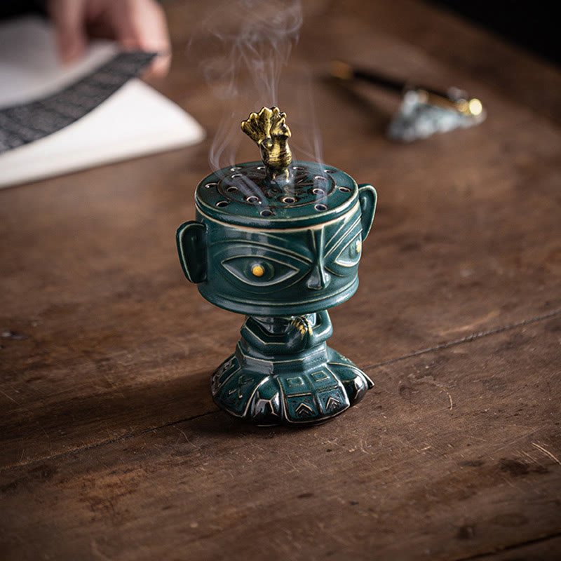 Buddha Stones Sanxingdui Uzdrawiająca ceramiczna kadzielnica Dekoracja biurka