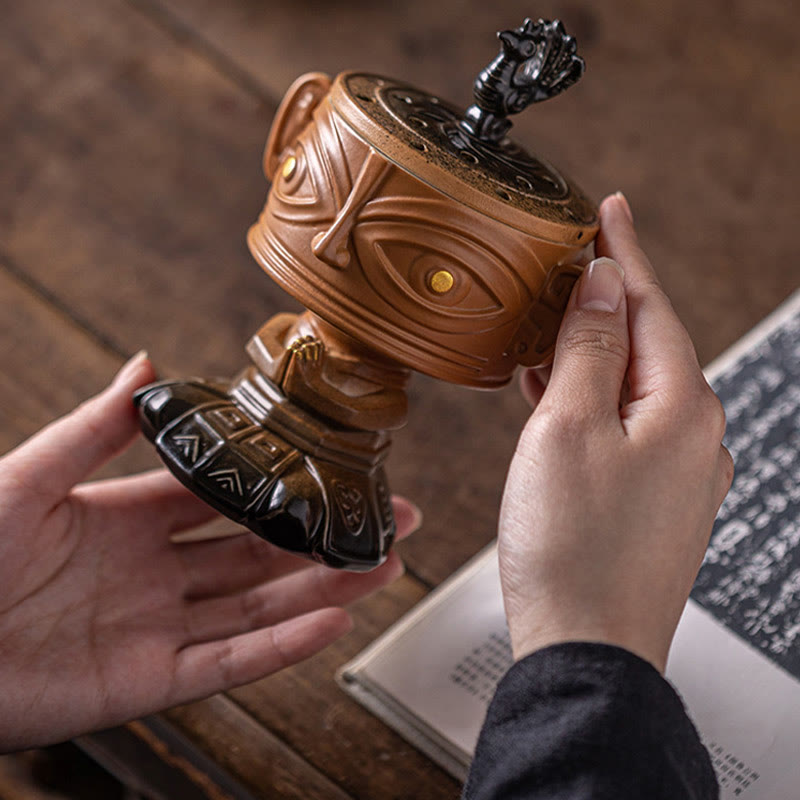 Buddha Stones Sanxingdui Uzdrawiająca ceramiczna kadzielnica Dekoracja biurka