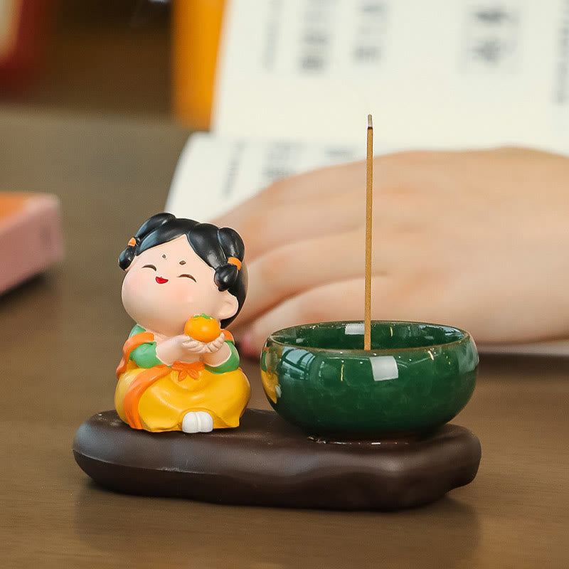 Buddha Stones Tang Dynasty Lady Jedzenie Uzdrawiająca Ceramiczna Kadzielnica Dekoracja Biurka