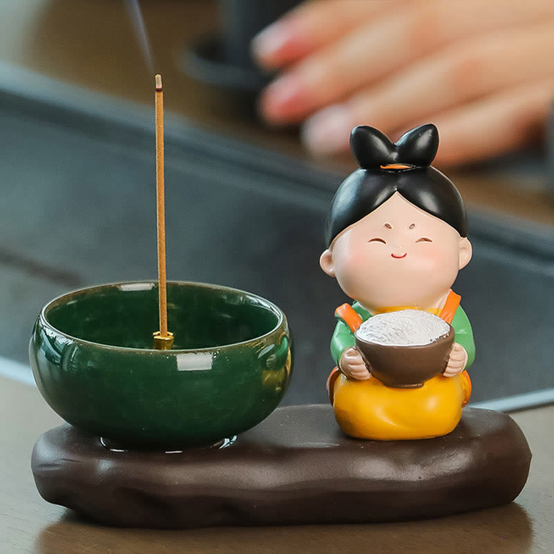 Buddha Stones Tang Dynasty Lady Jedzenie Uzdrawiająca Ceramiczna Kadzielnica Dekoracja Biurka