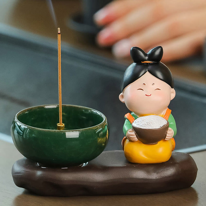 Buddha Stones Tang Dynasty Lady Jedzenie Uzdrawiająca Ceramiczna Kadzielnica Dekoracja Biurka