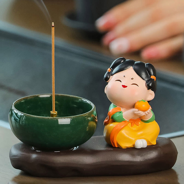 Buddha Stones Tang Dynasty Lady Jedzenie Uzdrawiająca Ceramiczna Kadzielnica Dekoracja Biurka