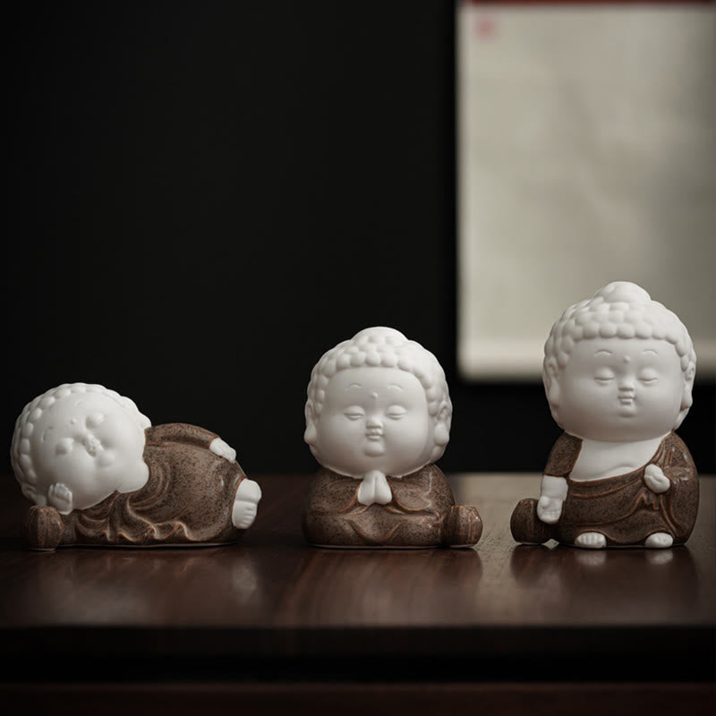 Buddha Stones Budda Siedzący Stojący Leżący Ceramiczny Uzdrawiający Kadzielnica Dekoracja Biurka