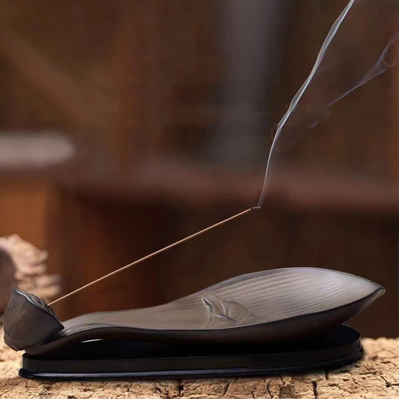 Buddha Stones Lotus Pod Zen Healing Brown Ceramic Stick Kadzidło Dekoracja