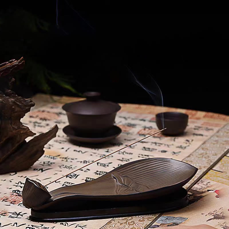 Buddha Stones Lotus Pod Zen Healing Brown Ceramic Stick Kadzidło Dekoracja