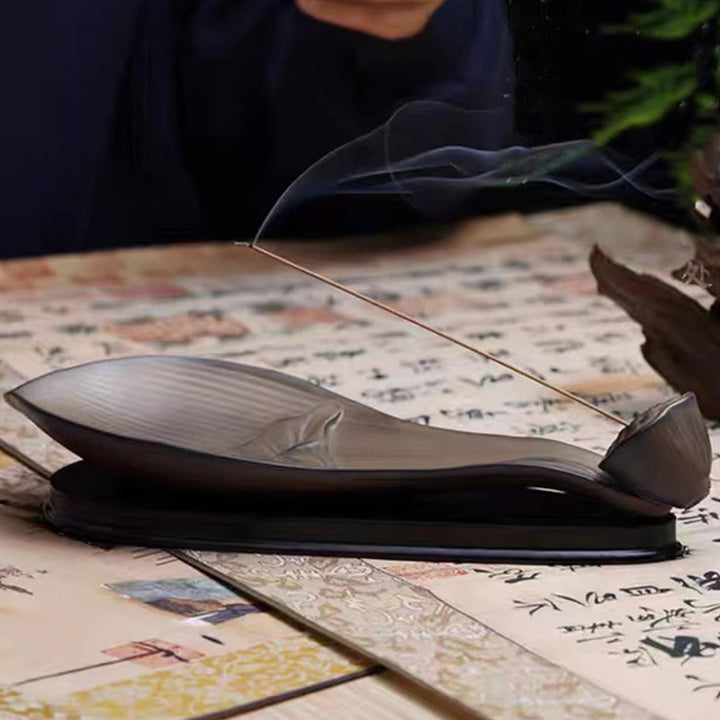 Buddha Stones Lotus Pod Zen Healing Brown Ceramic Stick Kadzidło Dekoracja