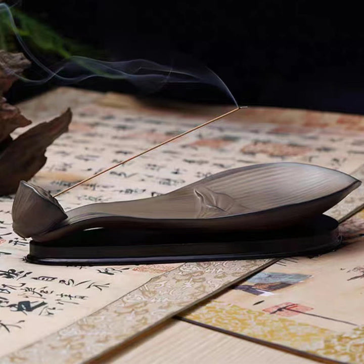 Buddha Stones Lotus Pod Zen Healing Brown Ceramic Stick Kadzidło Dekoracja