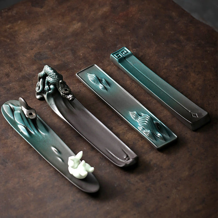 Buddha Stones Księżyc Królik PiXiu Góra Uzdrawiająca Ceramiczna Kadzielnica Dekoracja