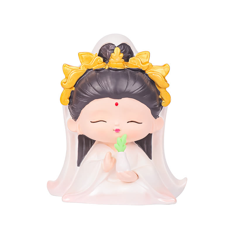 Buddha Stones Medytacja Awalokiteśwara Lotos Chłopiec Dziewczyna Żywica Statua Harmonia Dekoracja Domu