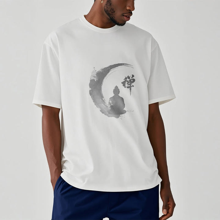 Koszulka z nadrukiem Buddha Stones Buddy Medytujący Budda Wzór Bawełna T-shirt - image 3