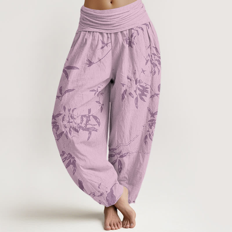 Spodnie haremowe damskie z elastycznym pasem i wzorem Buddha Stones - Różowy - US22, UK/AU26, EU54 (6XL) - image 8