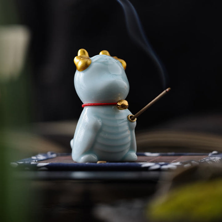 Buddha Stones Dzwon Smoka Uzdrawiający Ceramiczny Kadzielnica Dekoracja Biurka