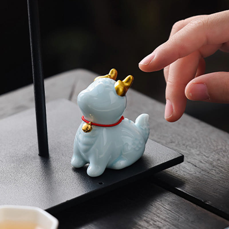 Buddha Stones Dzwon Smoka Uzdrawiający Ceramiczny Kadzielnica Dekoracja Biurka