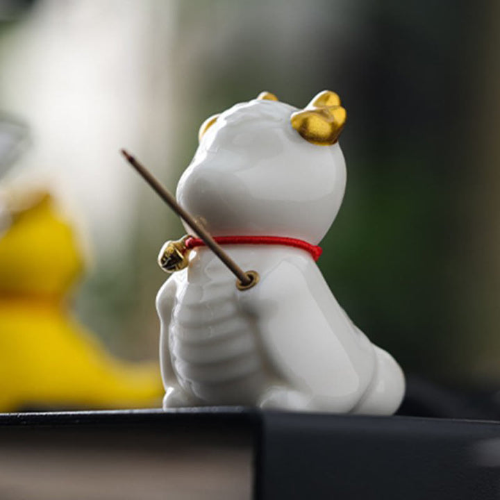 Buddha Stones Dzwon Smoka Uzdrawiający Ceramiczny Kadzielnica Dekoracja Biurka