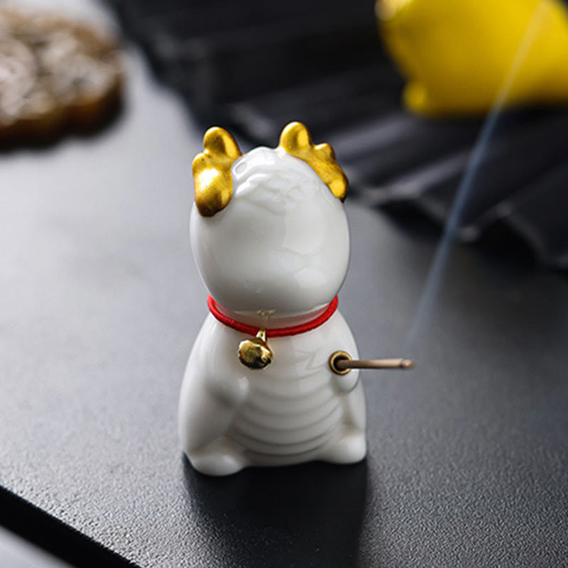 Buddha Stones Dzwon Smoka Uzdrawiający Ceramiczny Kadzielnica Dekoracja Biurka