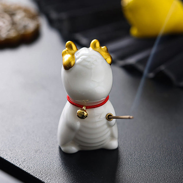 Buddha Stones Dzwon Smoka Uzdrawiający Ceramiczny Kadzielnica Dekoracja Biurka