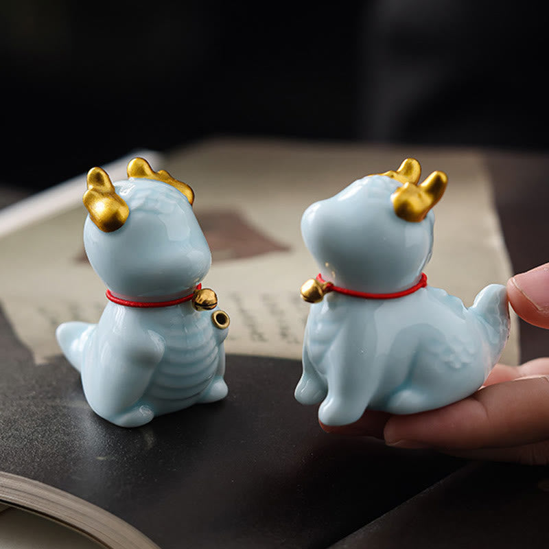 Buddha Stones Dzwon Smoka Uzdrawiający Ceramiczny Kadzielnica Dekoracja Biurka