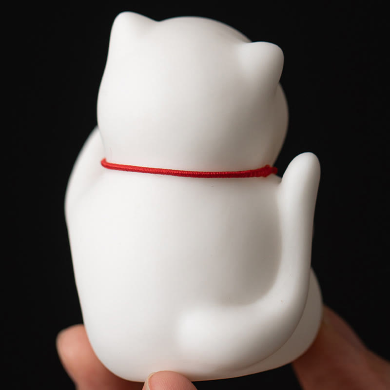 Buddha Stones Dzwonek Kot Bambusowa Mata Uzdrawiająca Ceramiczna Kadzielnica Dekoracja Biurka - image 10