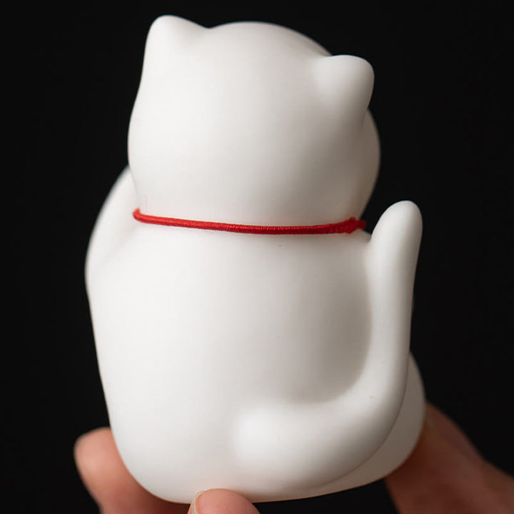 Buddha Stones Dzwonek Kot Bambusowa Mata Uzdrawiająca Ceramiczna Kadzielnica Dekoracja Biurka - image 10