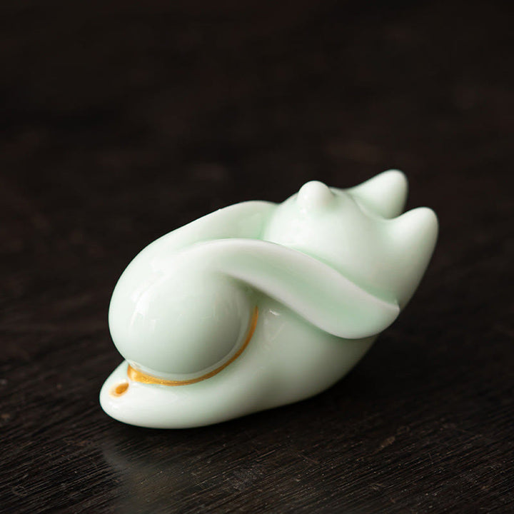 Buddha Stones Latający Królik Bambusowa Mata Uzdrawiająca Ceramiczna Kadzielnica Dekoracja Biurka