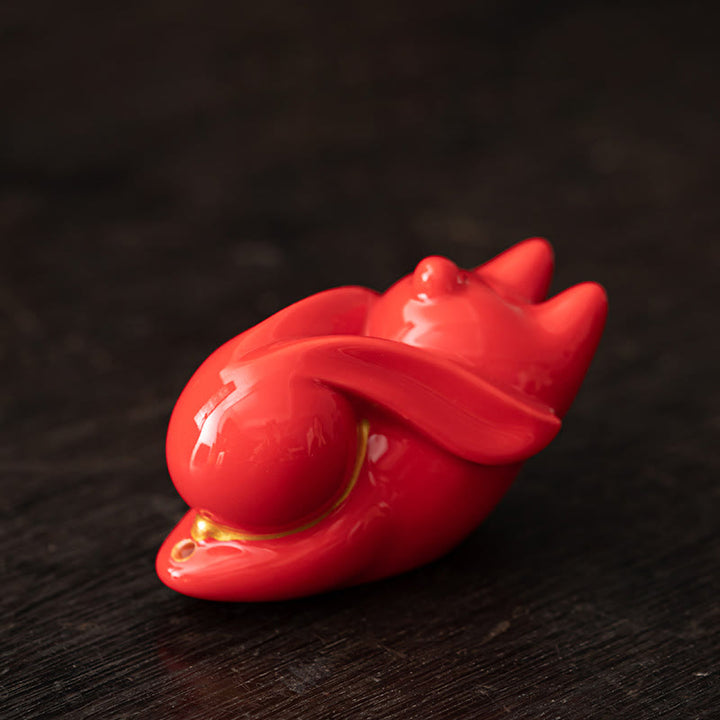 Buddha Stones Latający Królik Bambusowa Mata Uzdrawiająca Ceramiczna Kadzielnica Dekoracja Biurka