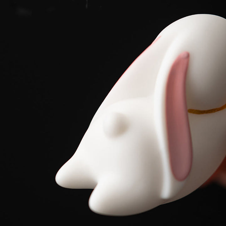 Buddha Stones Latający Królik Bambusowa Mata Uzdrawiająca Ceramiczna Kadzielnica Dekoracja Biurka