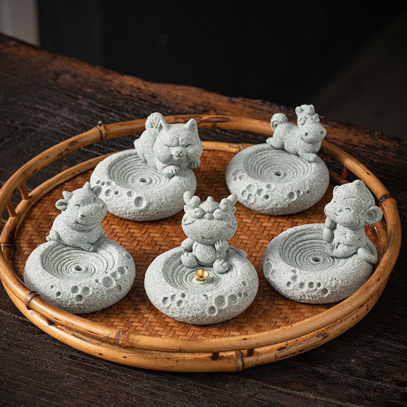 Buddha Stones Chiński Zodiak Uzdrawiający Kadzidło Palnik Dekoracja Biurka