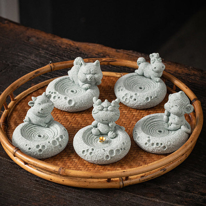 Buddha Stones Chiński Zodiak Uzdrawiający Kadzidło Palnik Dekoracja Biurka