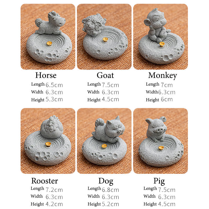 Buddha Stones Chiński Zodiak Uzdrawiający Kadzidło Palnik Dekoracja Biurka