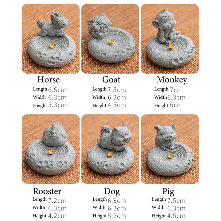 Buddha Stones Chiński Zodiak Uzdrawiający Kadzidło Palnik Dekoracja Biurka