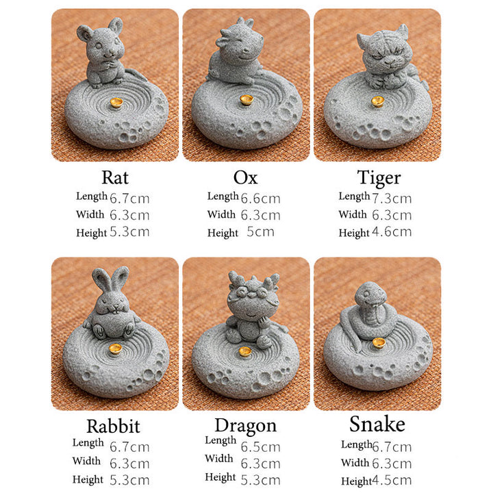 Buddha Stones Chiński Zodiak Uzdrawiający Kadzidło Palnik Dekoracja Biurka