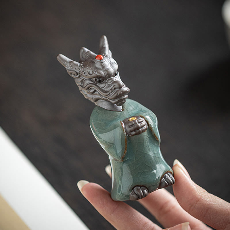 Buddha Stones Modlący się Król Smoków Podstawa Lotosu Fu Charakter Ceramiczny Uzdrawiający Kadzielnica Dekoracja Biurka