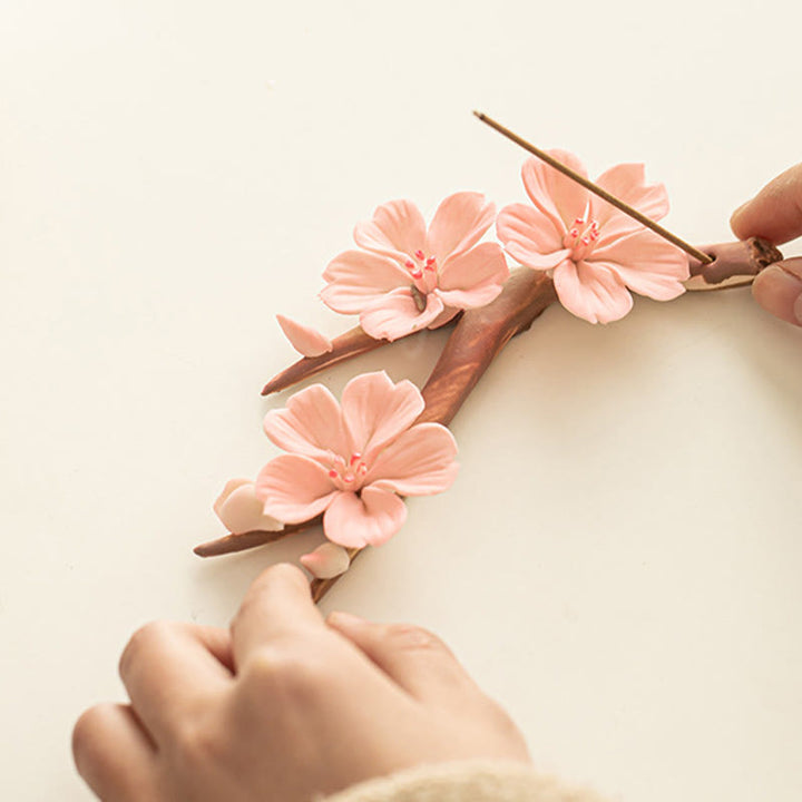 Buddha Stones Kwitnące Gałęzie Śliwki Ceramiczny Uzdrawiający Kadzielnica Dekoracja Biurka