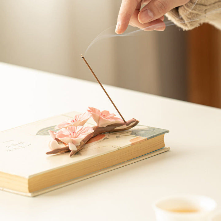 Buddha Stones Kwitnące Gałęzie Śliwki Ceramiczny Uzdrawiający Kadzielnica Dekoracja Biurka