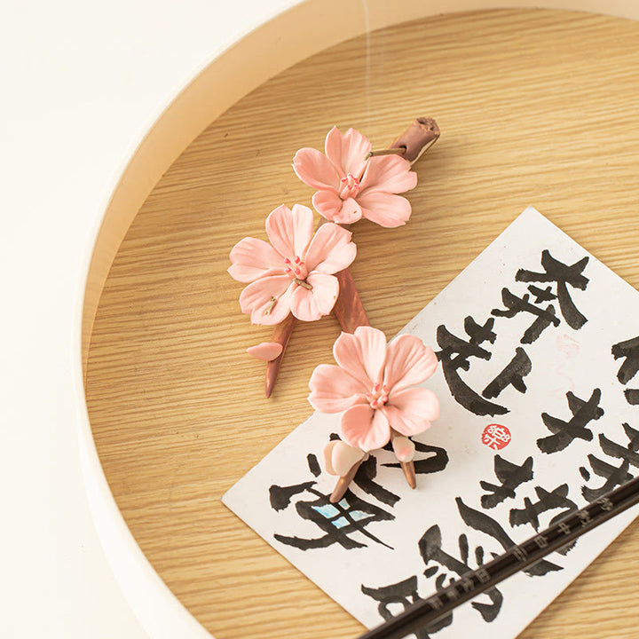 Buddha Stones Kwitnące Gałęzie Śliwki Ceramiczny Uzdrawiający Kadzielnica Dekoracja Biurka