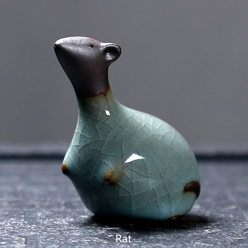 Buddha Stones Chiński Zodiak Ceramiczna Herbata Zwierzę Dom Dekoracja