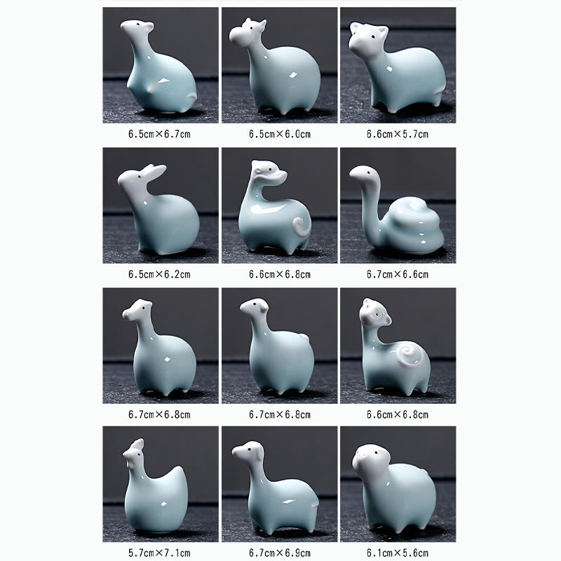 Buddha Stones Chiński Zodiak Ceramiczna Herbata Zwierzę Dom Dekoracja