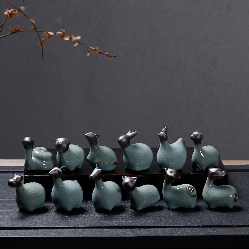 Buddha Stones Chiński Zodiak Ceramiczna Herbata Zwierzę Dom Dekoracja