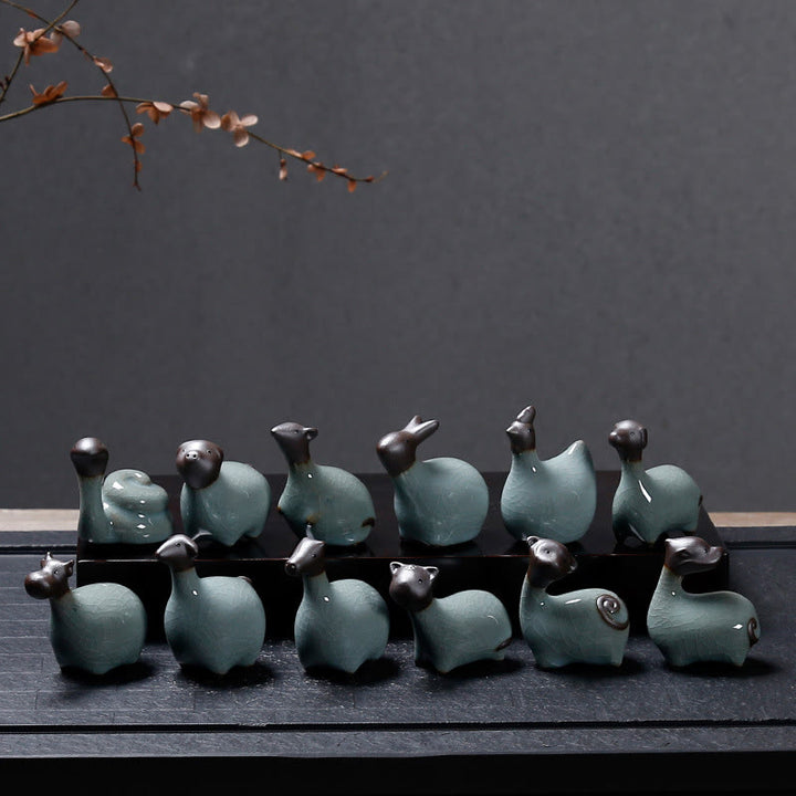 Buddha Stones Chiński Zodiak Ceramiczna Herbata Zwierzę Dom Dekoracja