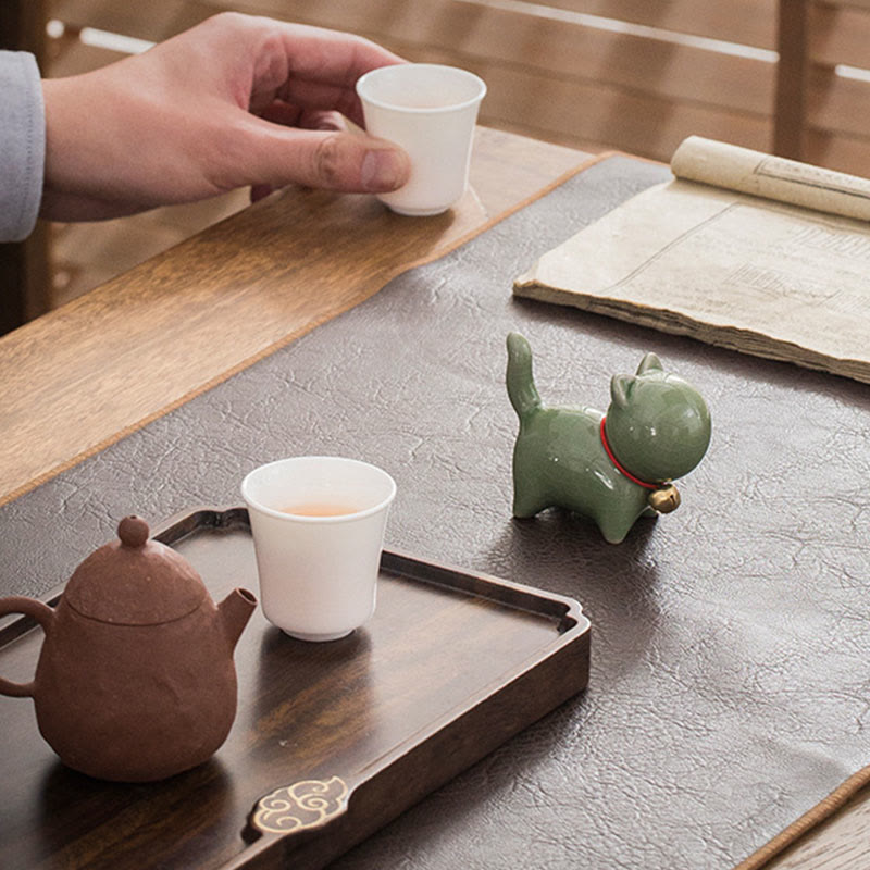 Buddha Stones Mini Słodkie Szczęśliwe Dzwonki Kot Herbata Zwierzę Ceramiczne Figurka Dekoracja Biurka Domowego - image 6