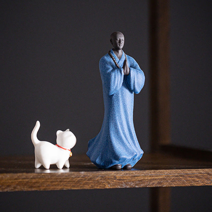 Buddha Stones Medytujący Modlący się Mnich Figurka Ceramiczna Współczucie Spokój Dekoracja Domu