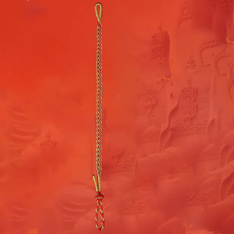 Bransoletka szczęścia z czerwonych sznurków i żółtego sznurka z Buddha Stones