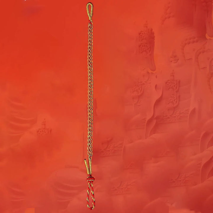 Bransoletka szczęścia z czerwonych sznurków i żółtego sznurka z Buddha Stones