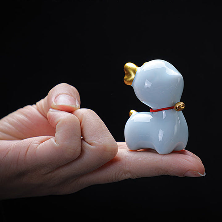 Buddha Stones Mini Jeleń Herbata Zwierzę Ceramiczne Figurka Dekoracja Biurka Domowego