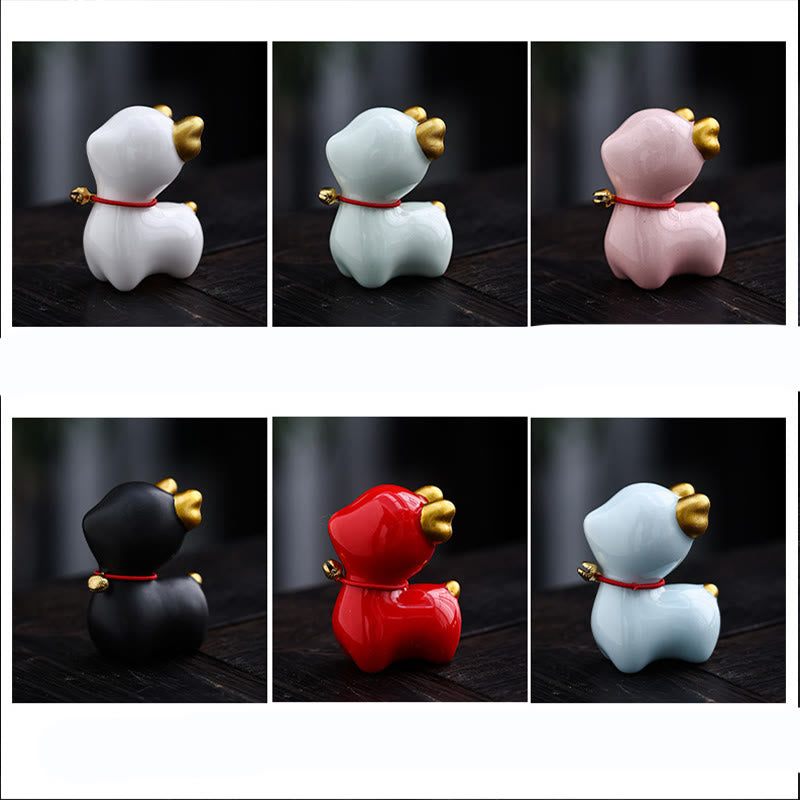 Buddha Stones Mini Jeleń Herbata Zwierzę Ceramiczne Figurka Dekoracja Biurka Domowego