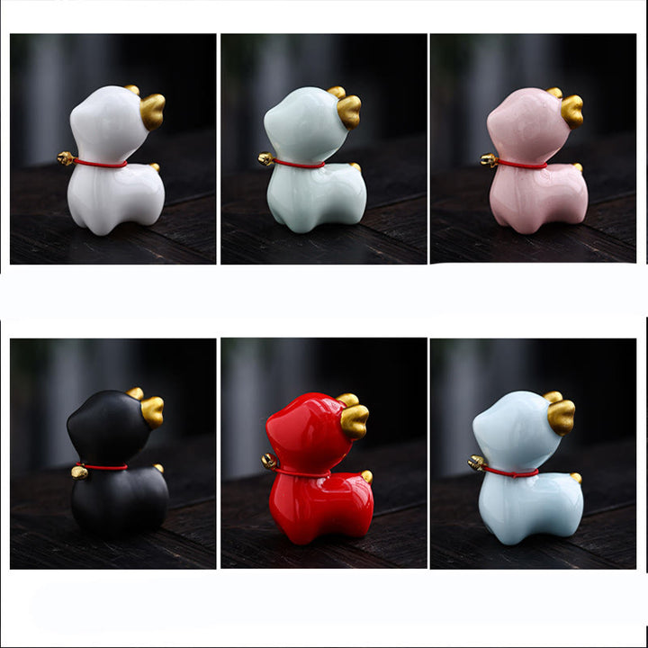 Buddha Stones Mini Jeleń Herbata Zwierzę Ceramiczne Figurka Dekoracja Biurka Domowego