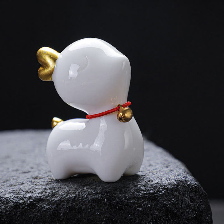 Buddha Stones Mini Jeleń Herbata Zwierzę Ceramiczne Figurka Dekoracja Biurka Domowego